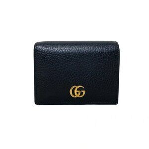 Authentic GUCCI GG Marmont Black Leather Bifold Wallet bran343-111425